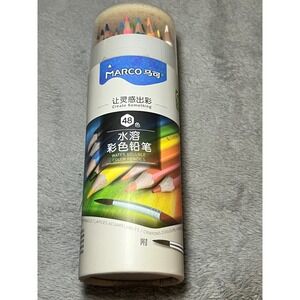 Marco 48 Water Soluble Colored Pencil Set with Brush Tube Artist Drawing Sketch